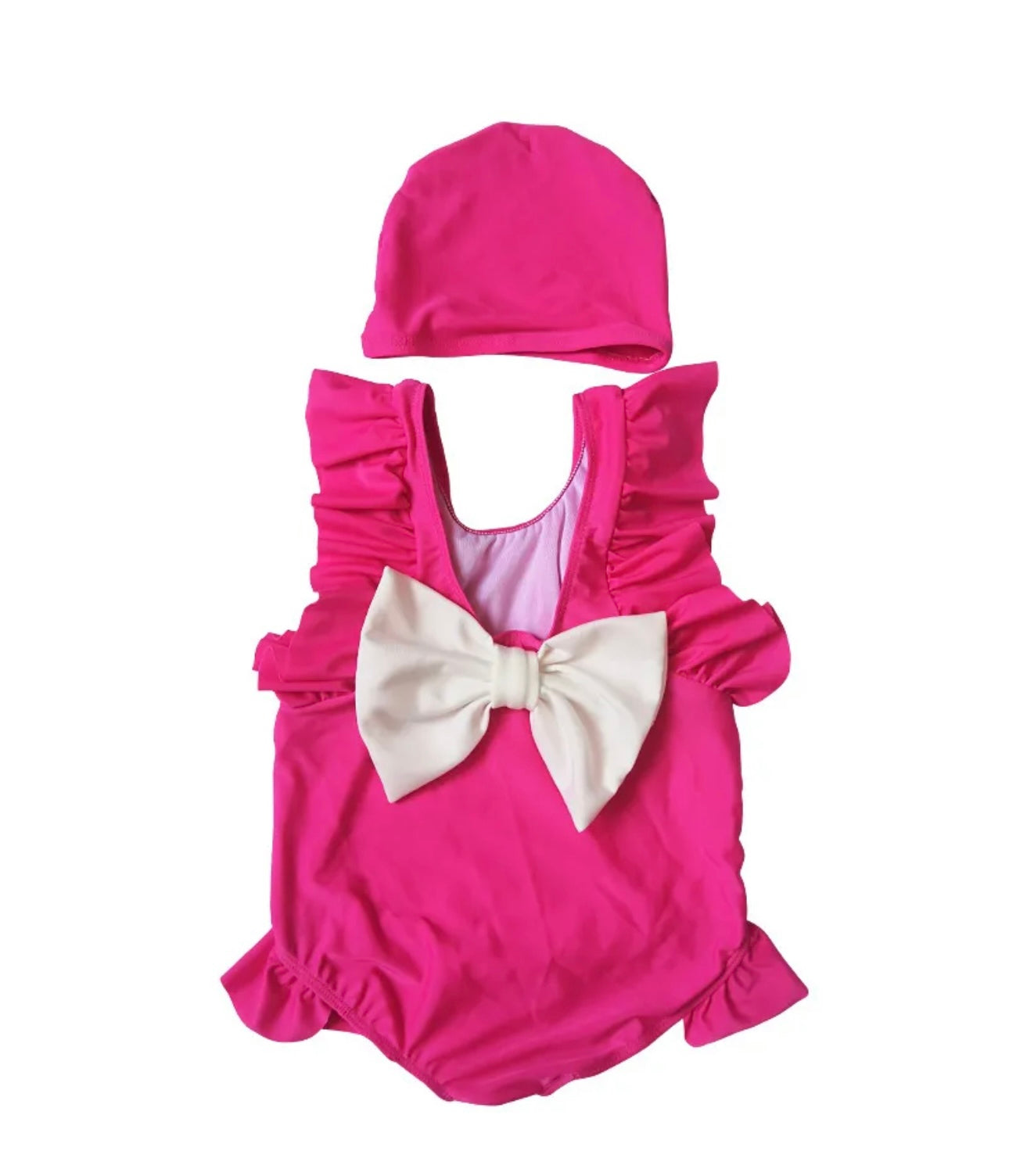 Back Bow Swimsuit (Hot Pink)